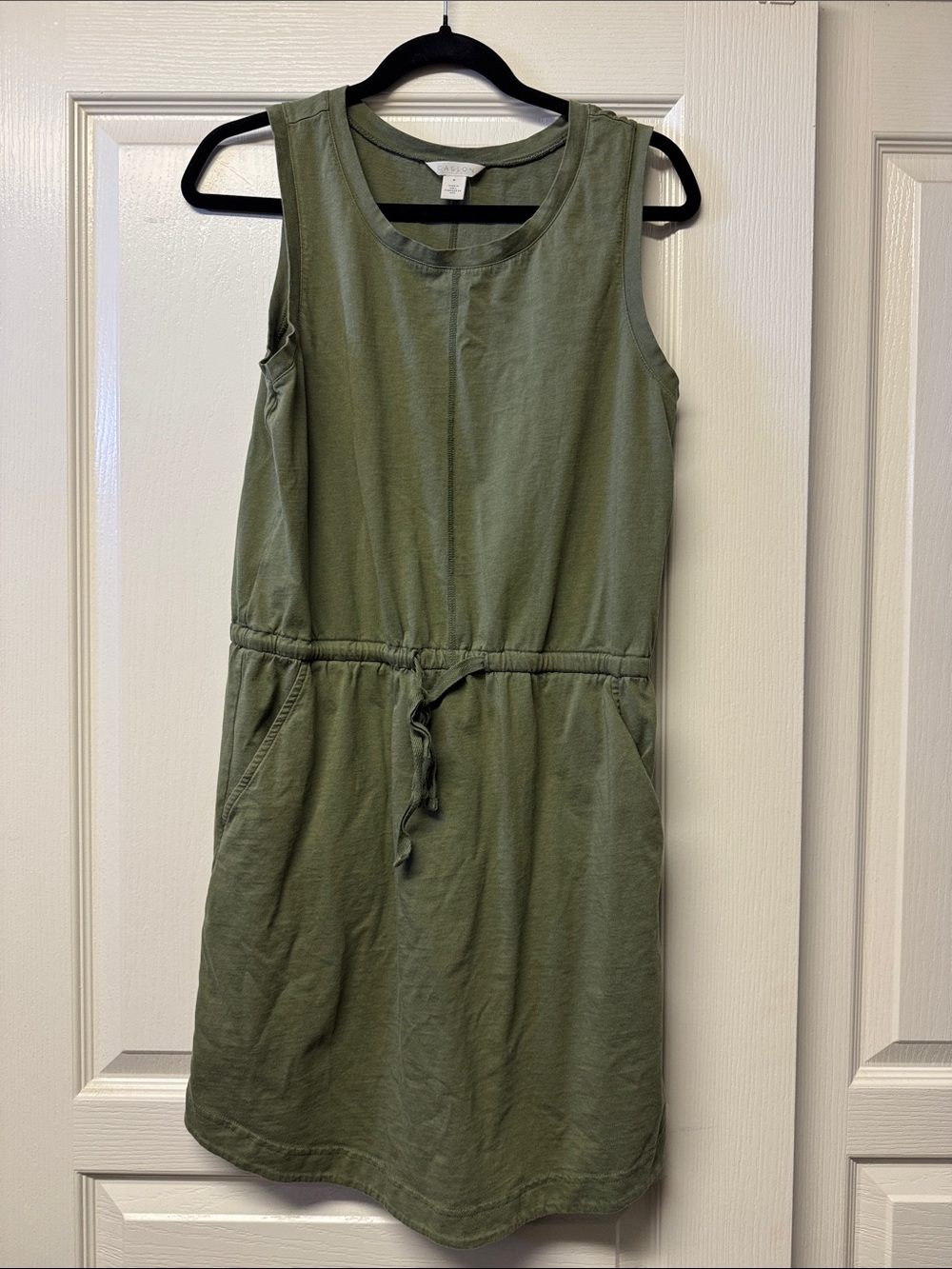 Caslon Olive Green Sleeveless Drawstring Mini Dress